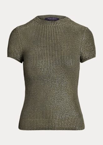 Olive Kadın Ralph Lauren Lake İpek Kısa Kollu Kazaklar