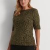 Olive Kadın Ralph Lauren Ocelot Baskılı Pamuklu Tekne Yaka Üstler Olive Kadın Ralph Lauren Ocelot Baskılı Pamuklu Tekne Yaka Üstler