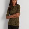 Olive Kadın Ralph Lauren Ocelot Baskılı Pamuklu Tekne Yaka Üstler Olive Kadın Ralph Lauren Ocelot Baskılı Pamuklu Tekne Yaka Üstler