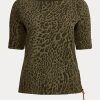 Olive Kadın Ralph Lauren Ocelot Baskılı Pamuklu Tekne Yaka Üstler Olive Kadın Ralph Lauren Ocelot Baskılı Pamuklu Tekne Yaka Üstler