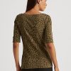 Olive Kadın Ralph Lauren Ocelot Baskılı Pamuklu Tekne Yaka Üstler Olive Kadın Ralph Lauren Ocelot Baskılı Pamuklu Tekne Yaka Üstler