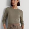 Olive Kadın Ralph Lauren Pamuk Karışımlı Uzun Kollu Üstler