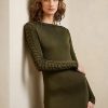 Olive Kadın Ralph Lauren İpek Uzun Kollu Abiye Elbise