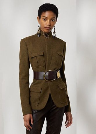 Olive Kadın Ralph Lauren Rhodri Yün Karışımlı Twill Ceketler Olive Kadın Ralph Lauren Rhodri Yün Karışımlı Twill Ceketler