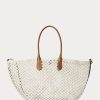 Parchment Krem Kadın Ralph Lauren Deri Kenarlı Tığ İşi Büyük Bellport Tote Çantalar Parchment Krem Kadın Ralph Lauren Deri Kenarlı Tığ İşi Büyük Bellport Tote Çantalar