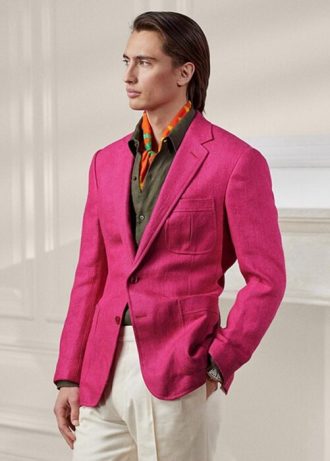 Pembe Erkek Ralph Lauren Kent Sepet Örgü Keten İpek Spor Blazer Pembe Erkek Ralph Lauren Kent Sepet Örgü Keten İpek Spor Blazer