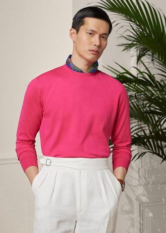 Pembe Erkek Ralph Lauren Pamuklu Yuvarlak Yaka Kazak Pembe Erkek Ralph Lauren Pamuklu Yuvarlak Yaka Kazak