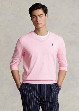Pembe Erkek Ralph Lauren Slim Fit Dokulu Pamuklu Kazak Pembe Erkek Ralph Lauren Slim Fit Dokulu Pamuklu Kazak