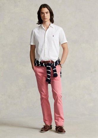 Pembe Erkek Ralph Lauren Streç Slim Fit Chino Pantolon