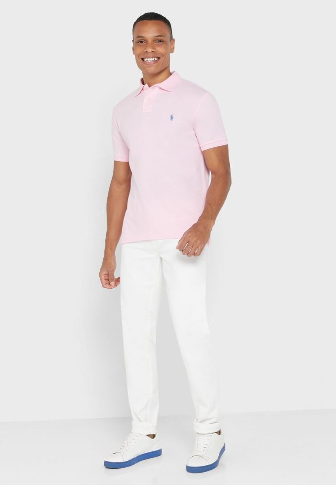 Pembe Erkek Ralph Lauren Temel Polo Tişörtleri Pembe Erkek Ralph Lauren Temel Polo Tişörtleri