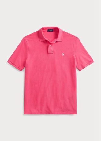 Pembe Erkek Ralph Lauren Özel Slim Fit File Polo Tişörtler