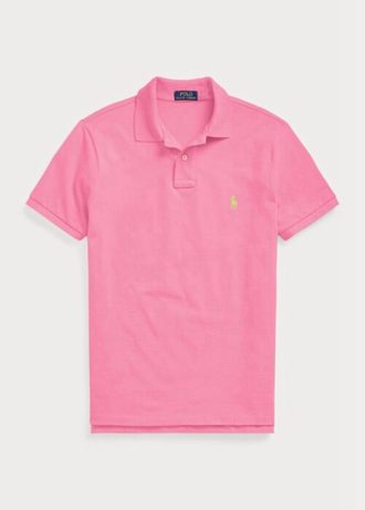 Pembe Erkek Ralph Lauren Özel Slim Fit File Polo Tişörtler
