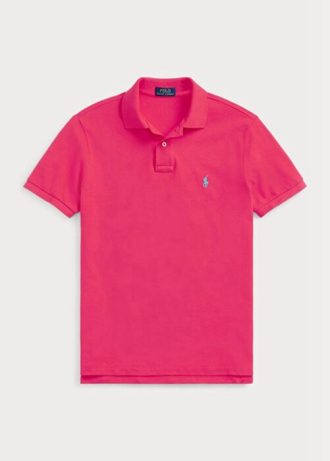Pembe Erkek Ralph Lauren Özel Slim Fit File Polo Tişörtler