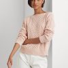 Pembe Kadın Ralph Lauren Aran Örgü Pamuklu Tekne Yaka Kazaklar Pembe Kadın Ralph Lauren Aran Örgü Pamuklu Tekne Yaka Kazaklar