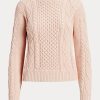Pembe Kadın Ralph Lauren Aran Örgü Pamuklu Tekne Yaka Kazaklar Pembe Kadın Ralph Lauren Aran Örgü Pamuklu Tekne Yaka Kazaklar