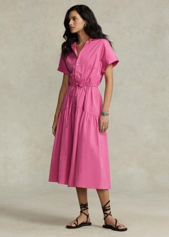 Pembe Kadın Ralph Lauren Bağcıklı Elbise