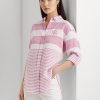Pembe Kadın Ralph Lauren Çizgili Büyük Boy Keten Gömlekler Pembe Kadın Ralph Lauren Çizgili Büyük Boy Keten Gömlekler