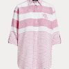 Pembe Kadın Ralph Lauren Çizgili Büyük Boy Keten Gömlekler Pembe Kadın Ralph Lauren Çizgili Büyük Boy Keten Gömlekler