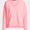 Pembe Kadın Ralph Lauren Jersey V Yaka Kazak Sweatshirt