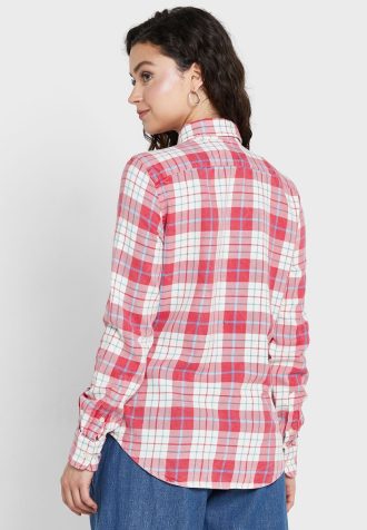 Pembe Kadın Ralph Lauren Kareli Düğmeli Gömlekler