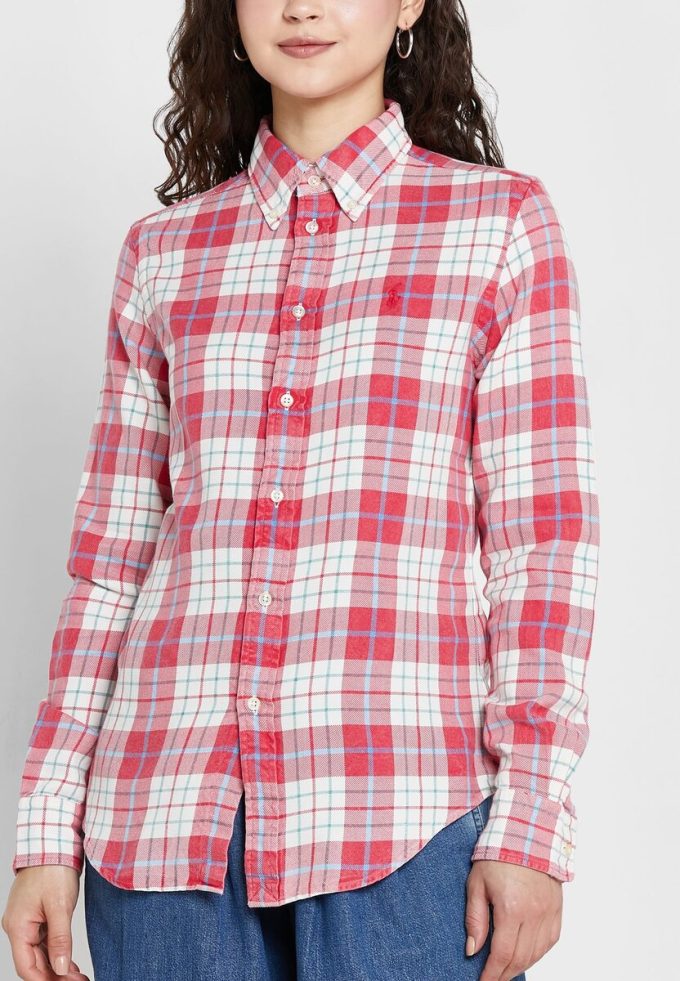 Pembe Kadın Ralph Lauren Kareli Düğmeli Gömlekler Pembe Kadın Ralph Lauren Kareli Düğmeli Gömlekler