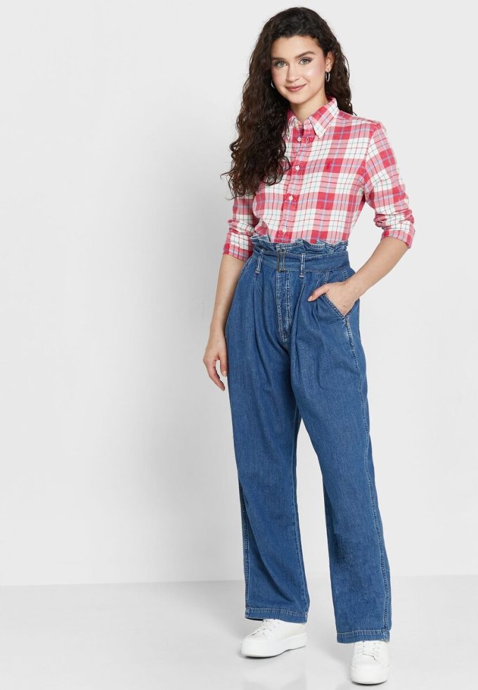 Pembe Kadın Ralph Lauren Kareli Düğmeli Gömlekler Pembe Kadın Ralph Lauren Kareli Düğmeli Gömlekler
