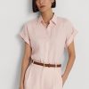 Pembe Kadın Ralph Lauren Keten Dolman Kollu Gömlek