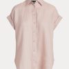 Pembe Kadın Ralph Lauren Keten Dolman Kollu Gömlek