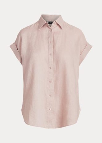 Pembe Kadın Ralph Lauren Keten Dolman Kollu Gömlek