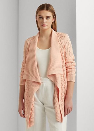 Pembe Kadın Ralph Lauren Keten-Pamuklu Örgü Hırka Kazakları