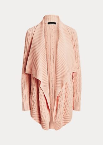 Pembe Kadın Ralph Lauren Keten-Pamuklu Örgü Hırka Kazakları