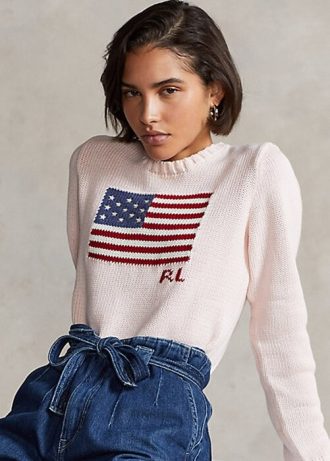 Pembe Kadın Ralph Lauren Pembe Pony Bayrak Pamuklu Kazaklar