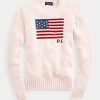 Pembe Kadın Ralph Lauren Pembe Pony Bayrak Pamuklu Kazaklar Pembe Kadın Ralph Lauren Pembe Pony Bayrak Pamuklu Kazaklar