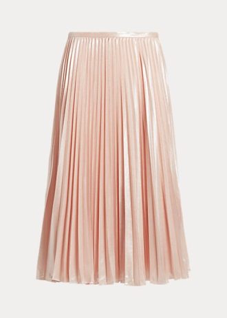 Pembe Kadın Ralph Lauren Pileli Metalik Şifon Etekler