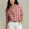 Pembe Kadın Ralph Lauren Rahat Kesim Ekose Keten Gömlekler Pembe Kadın Ralph Lauren Rahat Kesim Ekose Keten Gömlekler