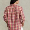 Pembe Kadın Ralph Lauren Rahat Kesim Ekose Keten Gömlekler Pembe Kadın Ralph Lauren Rahat Kesim Ekose Keten Gömlekler