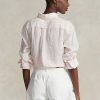 Pembe Kadın Ralph Lauren Rahat Kesim Çizgili Keten Gömlekler Pembe Kadın Ralph Lauren Rahat Kesim Çizgili Keten Gömlekler