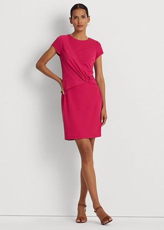 Pembe Kadın Ralph Lauren Streç Kısa Kollu Jersey Elbise