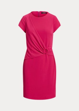 Pembe Kadın Ralph Lauren Streç Kısa Kollu Jersey Elbise