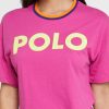 Pembe Kadın Ralph Lauren Yuvarlak Yaka Grafik Tişörtler