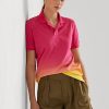 Pembe / Turuncu / Sarı Kadın Ralph Lauren Dip-Dyed Piqué Polo Tişörtleri Pembe / Turuncu / Sarı Kadın Ralph Lauren Dip-Dyed Piqué Polo Tişörtleri