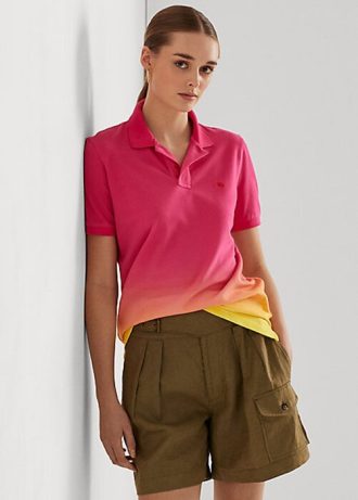 Pembe / Turuncu / Sarı Kadın Ralph Lauren Dip-Dyed Piqué Polo Tişörtleri