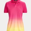 Pembe / Turuncu / Sarı Kadın Ralph Lauren Dip-Dyed Piqué Polo Tişörtleri Pembe / Turuncu / Sarı Kadın Ralph Lauren Dip-Dyed Piqué Polo Tişörtleri