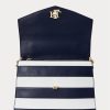 Rafine Lacivert/Beyaz Çizgili Kadın Ralph Lauren Çizgili Deri Orta Boy Farrah Çantalar Rafine Lacivert/Beyaz Çizgili Kadın Ralph Lauren Çizgili Deri Orta Boy Farrah Çantalar