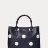 Rafine Lacivert/Vanilya Kadın Ralph Lauren Polka-Dot Deri Küçük Marcy Çantalar Rafine Lacivert/Vanilya Kadın Ralph Lauren Polka-Dot Deri Küçük Marcy Çantalar