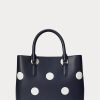 Rafine Lacivert/Vanilya Kadın Ralph Lauren Polka-Dot Deri Küçük Marcy Çantalar Rafine Lacivert/Vanilya Kadın Ralph Lauren Polka-Dot Deri Küçük Marcy Çantalar