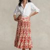 Rose Kadın Ralph Lauren Baskılı Saten Pileli A Kesim Midi Etekler Rose Kadın Ralph Lauren Baskılı Saten Pileli A Kesim Midi Etekler