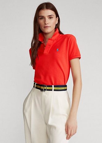 Rose Kadın Ralph Lauren Klasik Kesim File Polo Tişörtler