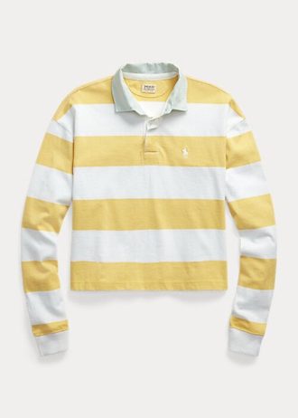 Sarı Kadın Ralph Lauren Çizgili Kırpılmış Forma Rugby Formaları
