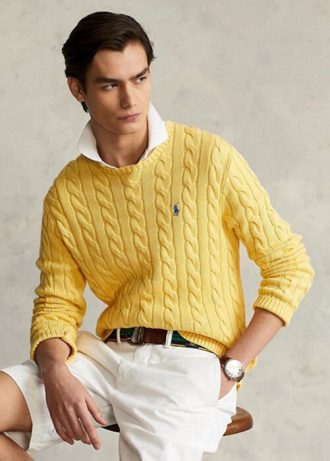 Sarı Erkek Ralph Lauren Kablo Örgülü Pamuklu Kazak Sarı Erkek Ralph Lauren Kablo Örgülü Pamuklu Kazak